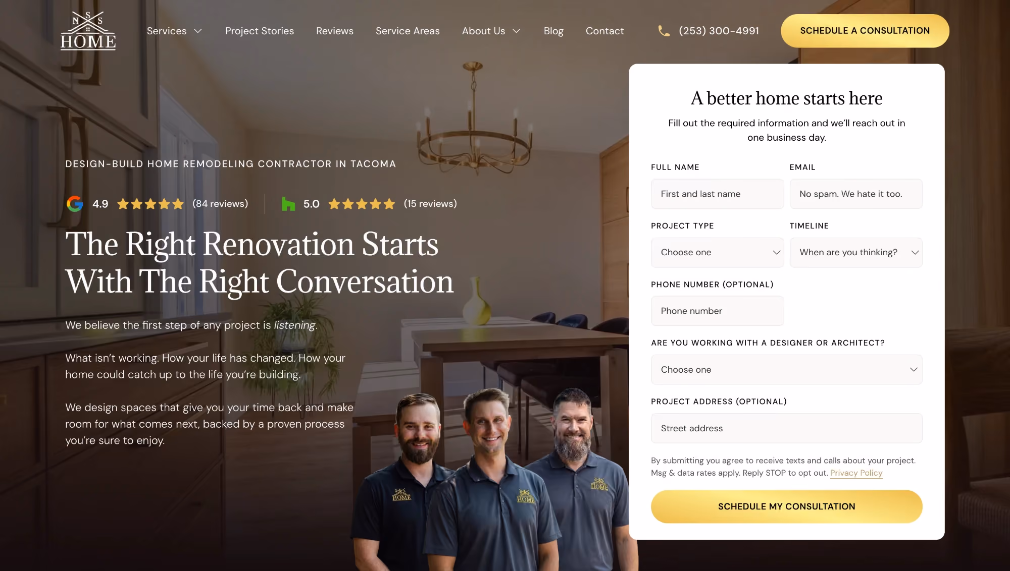 Homepage for Noble Solid Service (NSS Home), designed and built by Remodel Revenue